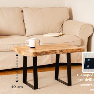 Small live edge coffee table used as side table – perfect for tea, books, or candles. Adds warmth and nature to the room.
