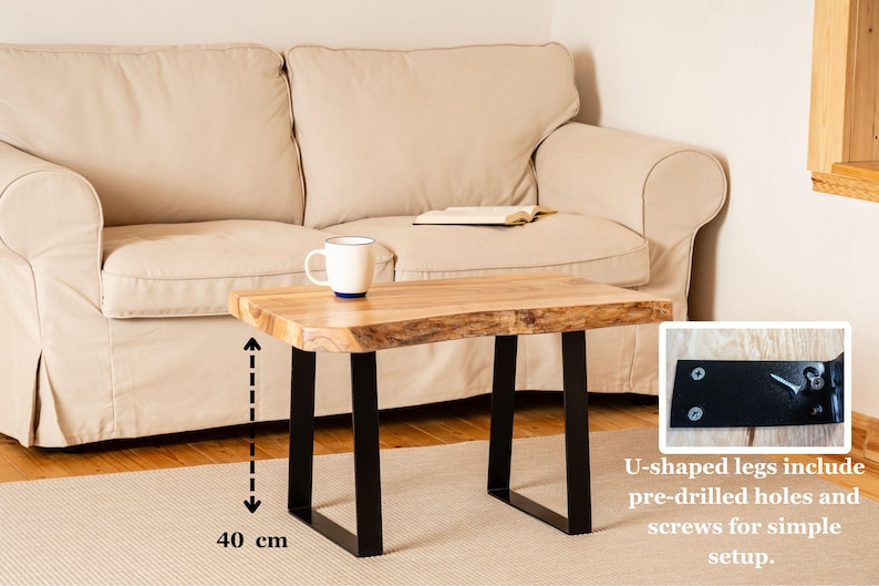 Small live edge coffee table used as side table – perfect for tea, books, or candles. Adds warmth and nature to the room.