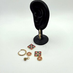 18k Gold Plated Flower Earrings: Enamel Dangle Earrings