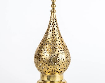 Handmade Moroccan Brass Teardrop Table Lamp – Artisan Accent Light