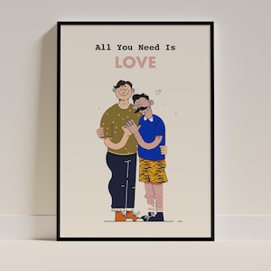 Digital LGBTQ Print, Queer art, Gay Art print, Pride art, Gay Art, Digital download print, Gay Poster, Pride Month, Gay wall art, Gay Poster