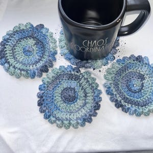 Beautiful Crochet Coasters - Round Handmade Drink Coasters Set of 4