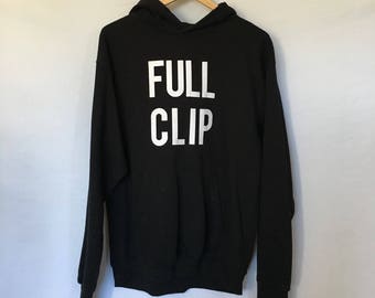 FULL CLIP Black Hoodie // Gang Starr // Hip Hop // Rap Tee