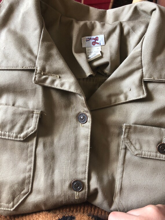 1970s Big E Levis Khaki Belted Jacket / 70s Colla… - image 7