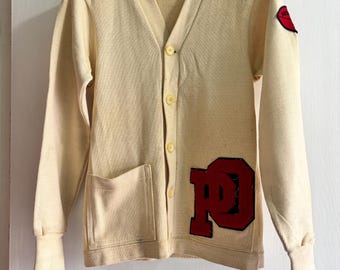 1950s Wilson Wool Varsity Letterman Cardigan Sweater