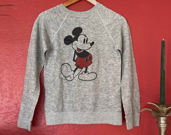 Vintage 1980s Mickey Mouse Raglan Grey Sweatshirt