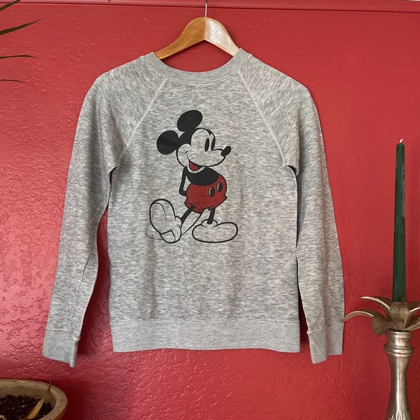 Vintage 1980s Mickey Mouse Raglan Grey Sweatshirt