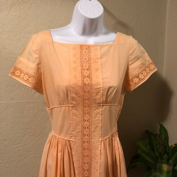 Vintage Peach Cotton 1950s dress