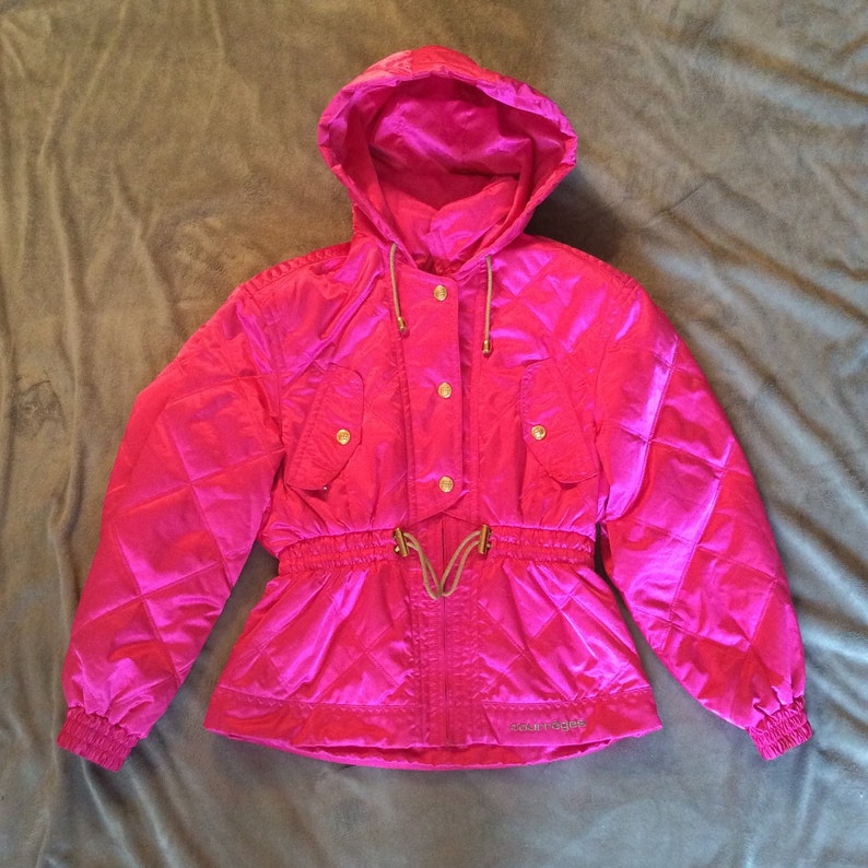 COURREGES Hot Pink Quilted Satin Jacket
