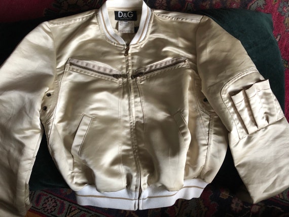 Early 2000s DOLCE & GABBANA Gold Satin Bomber Jack