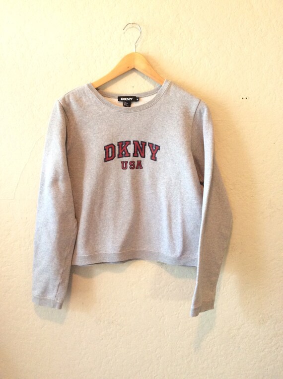 Vtg DKNY Cropped Grey Sweatshirt | Etsy