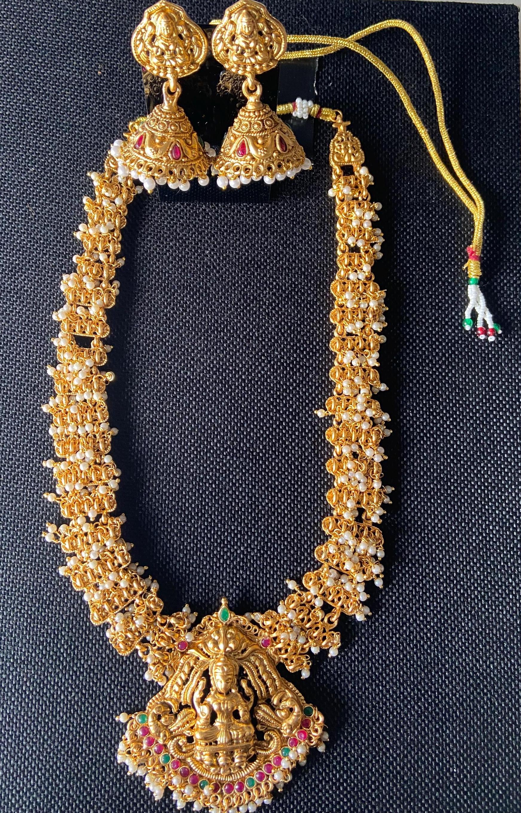 one gram Gold Laxmi small Pearls Jewelry set