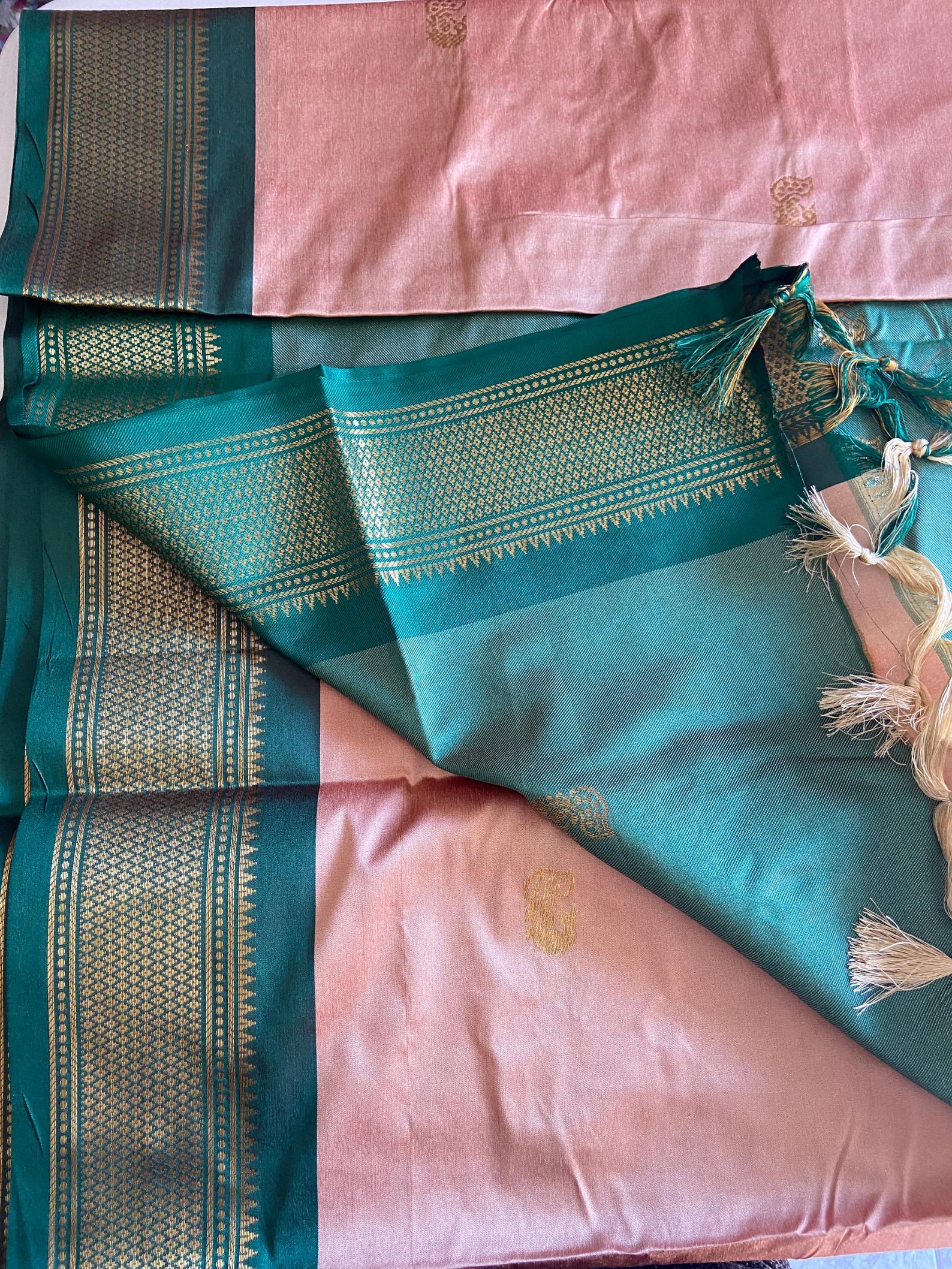 Vegan Soft Temple Border Sarees main image 0