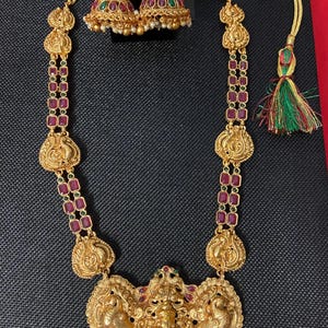 Beautiful one gram Gold ruby red  Laxmi Haram Set