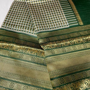 Super soft  Kanjivaram  semi Silk Saree Big Border (Green)