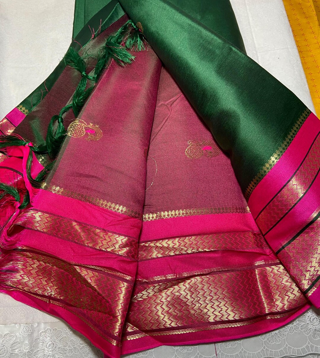 Vegan Soft Temple Border Sarees main image 1