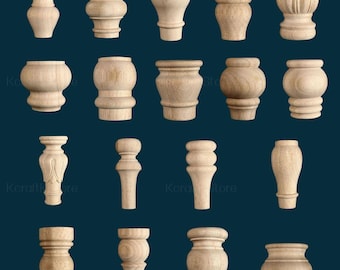 Solid Wood Round Furniture Legs - Replacement Feet for Sofa & Cabinet, Unpainted Furniture Legs -Sofa Accessories  Solid Wood Furniture Legs