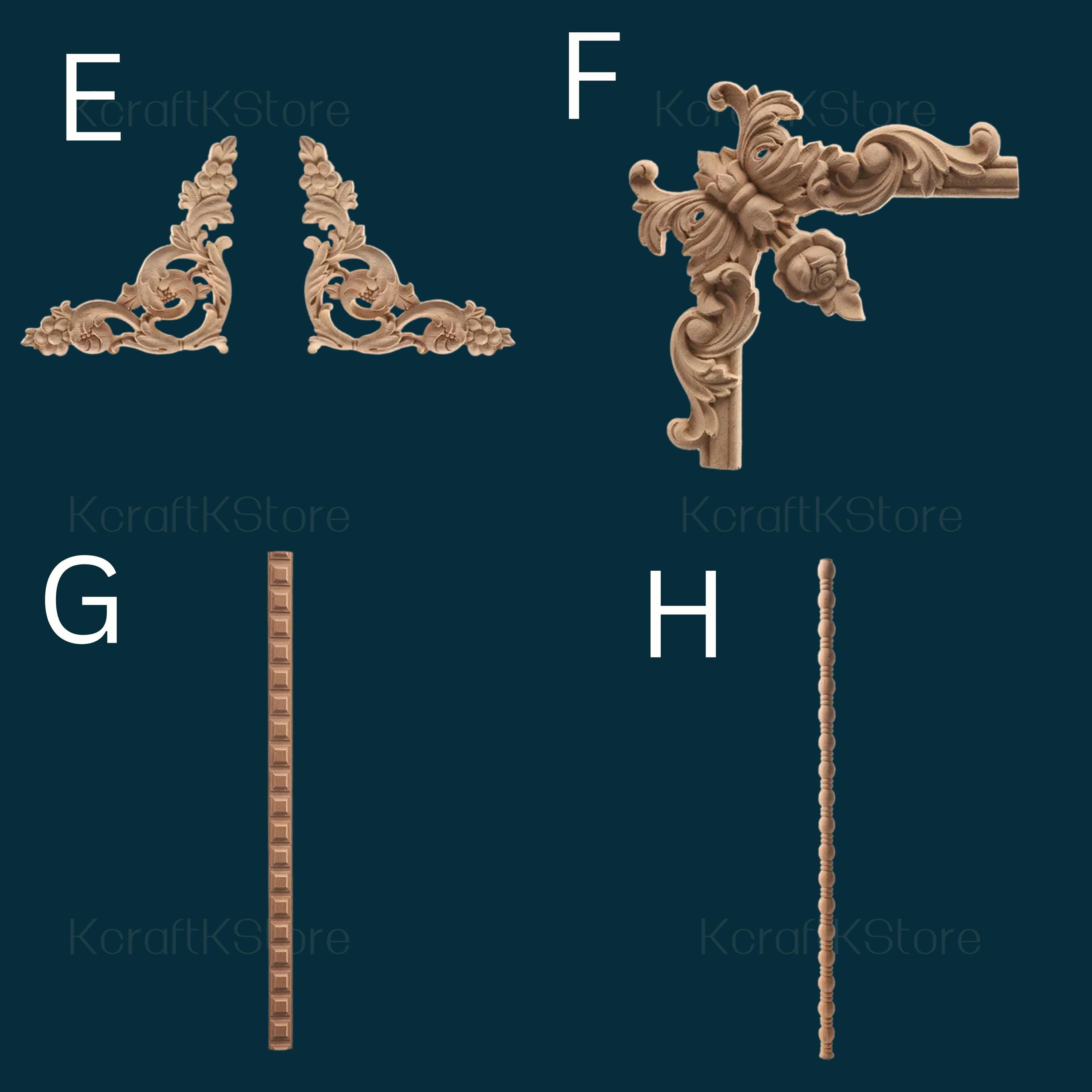 Carved Line Bars and Carved Corner Applique Onlay, Onlay Wood Carving ...
