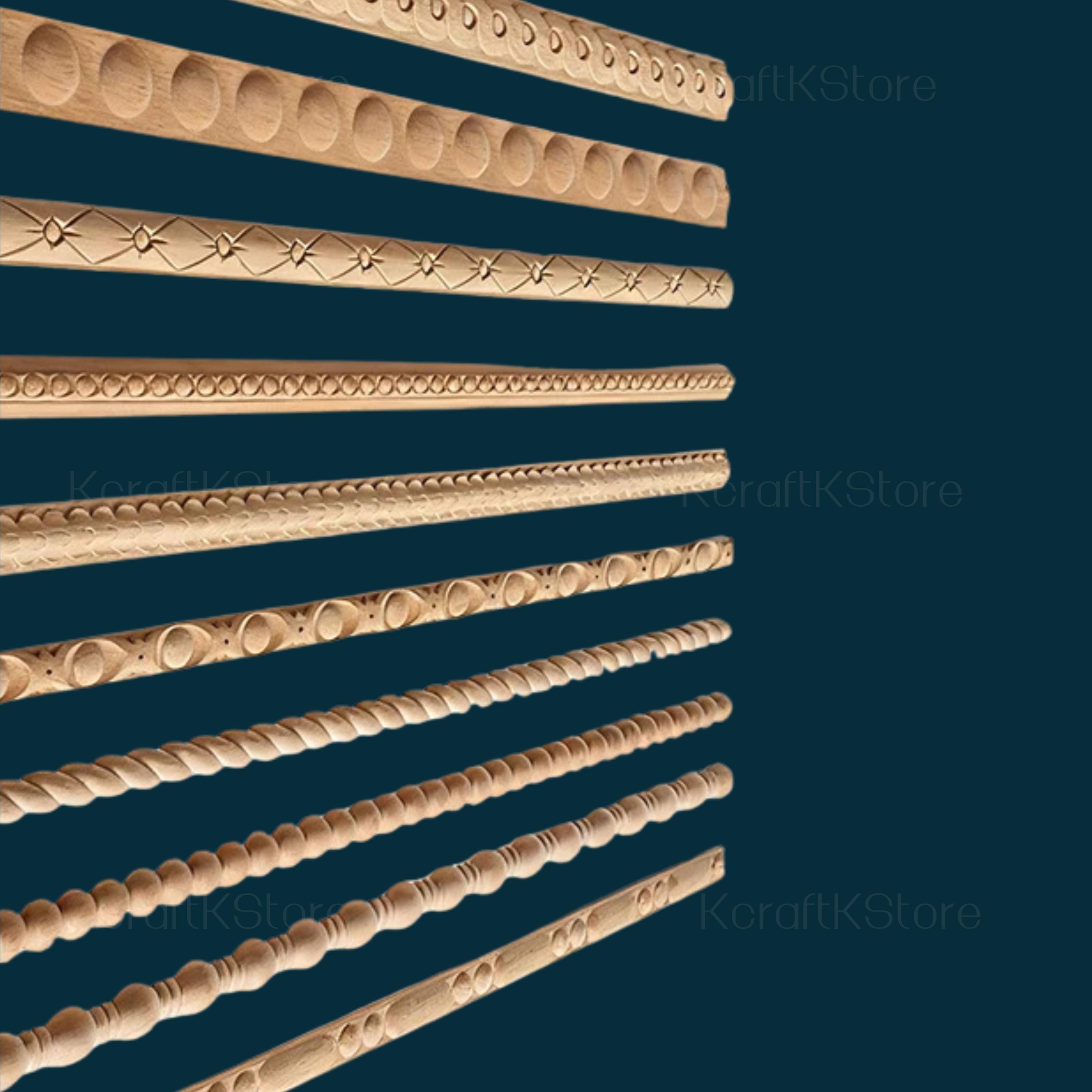Decorativas Madera, Wood Molding Trim, Unpainted Carved Line Bars for