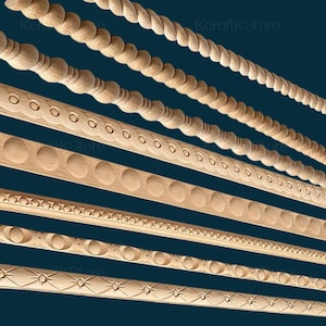 Decorativas Madera, Wood Molding Trim, Unpainted Carved Line Bars for Edges Frames Mirror, Onlay wood carving lines, Furniture Decorations
