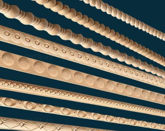 Decorativas Madera, Wood Molding Trim, Unpainted Carved Line Bars for Edges Frames Mirror, Onlay wood carving lines, Furniture Decorations