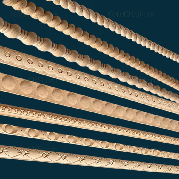 Decorativas Madera, houten lijstwerk, ongeverfd gesneden lijnstaven voor randen lijsten spiegel, onlay houtsnijwerk, meubeldecoraties