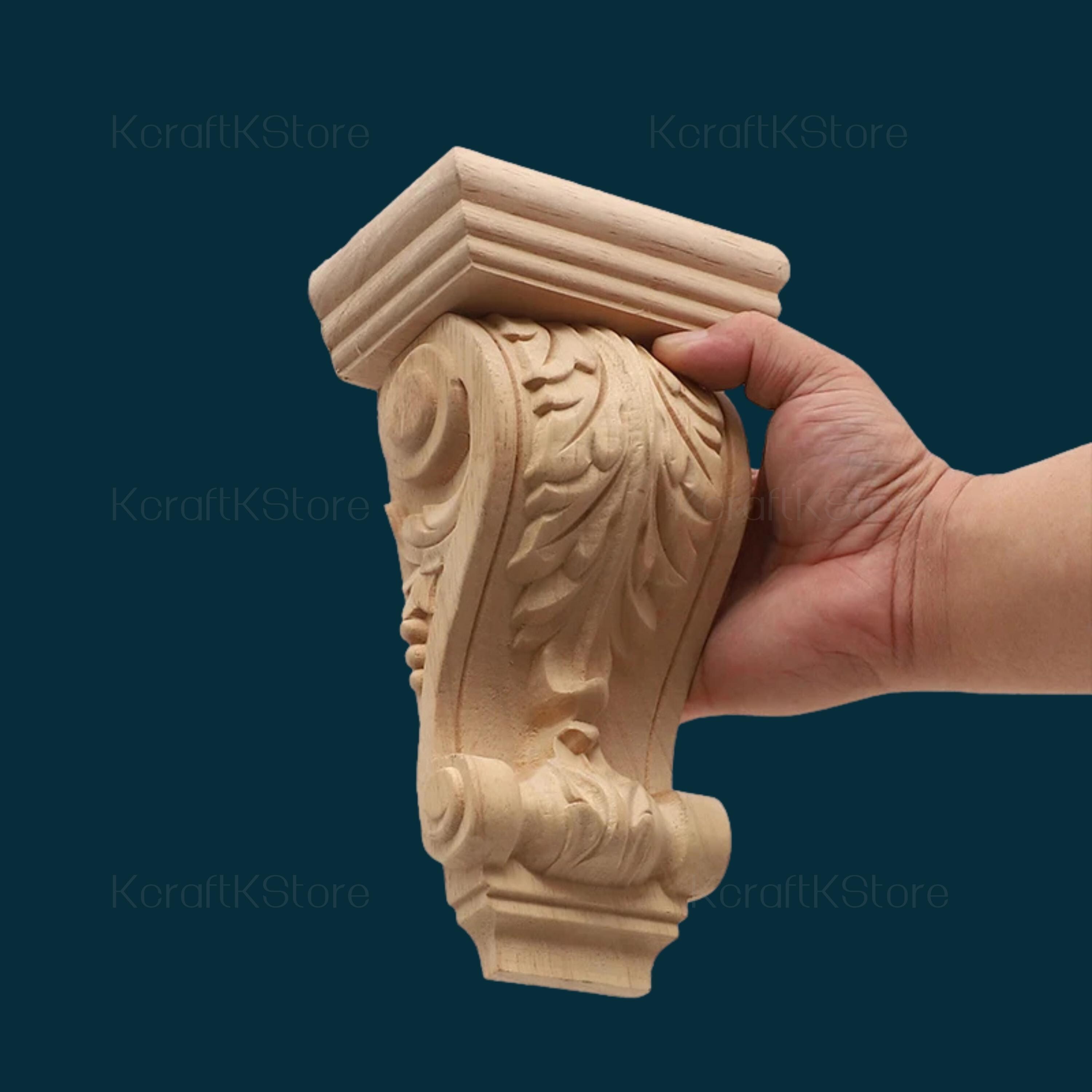 Roman Column Corbel, Wooden Roman Column, Carved Corbel, Flower Wood ...