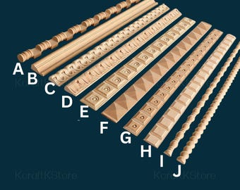 Wooden Frame, Corner Cabinet, Wood Molding Trim, Unpainted Carved Line Bars for Edges Frames Mirror, Onlay wood carving lines