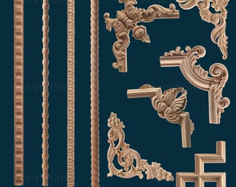 Gesneden lijnstaven en gebeeldhouwde hoekappliqué onlay, onlay-houtsnijlijnen, gesneden houten lijstwerk voor muurspiegelstickers, sierlijke lijst