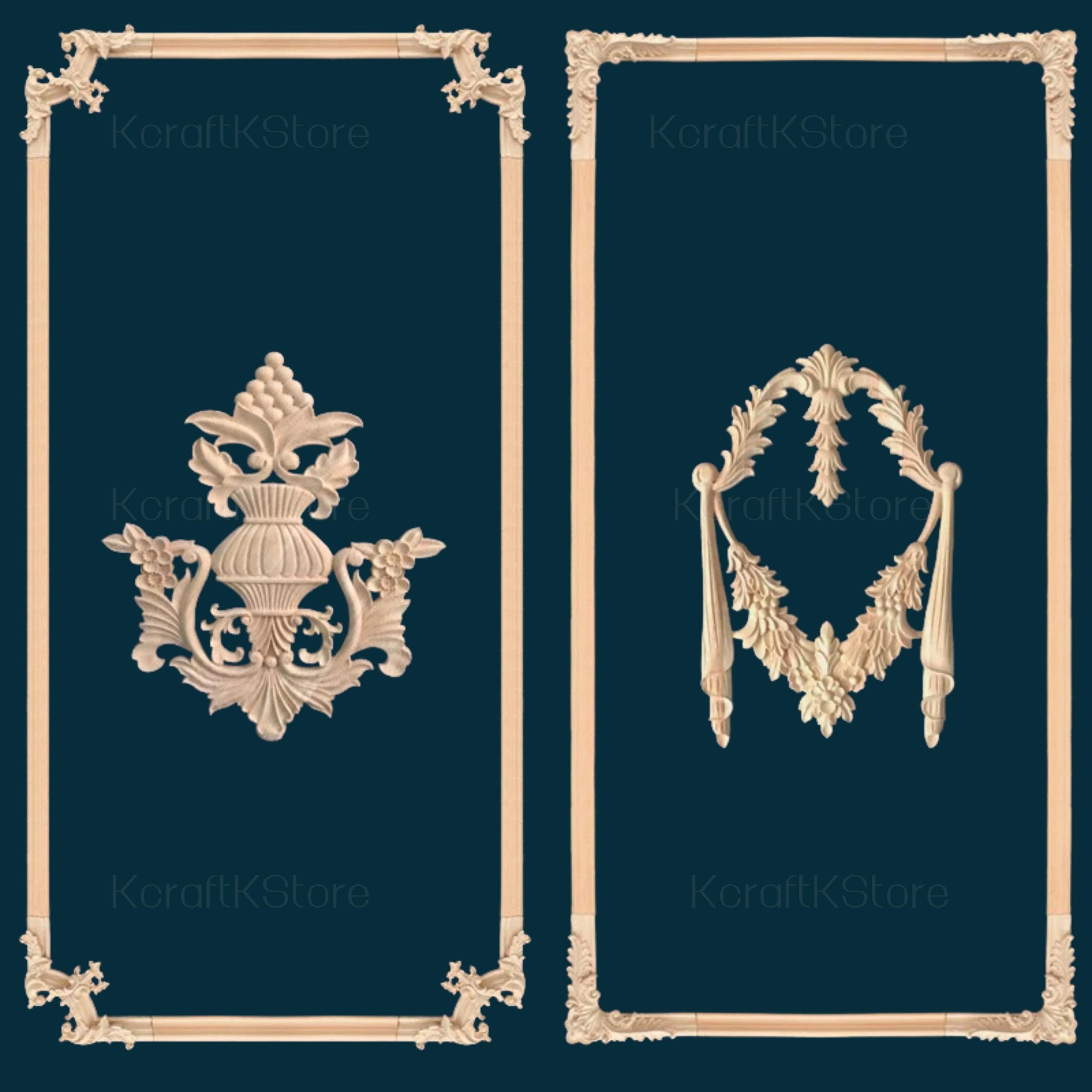 Unpainted Carved Line Bars Edges Frames , Onlay Wood Carving Lines ...