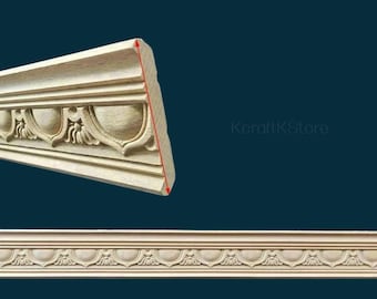 Unfinished Wooden Molding Trim, Decorative Architectural Wood Moulding for Cabinets, Walls and Furniture,Unfinished Wooden Crown Molding