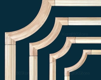 Wood Wall molding package, Unpainted Wood Carved Corner Applique Onlay, Wood Line Bars,Home Wall Corners Embellishments, Wall Trim Decals