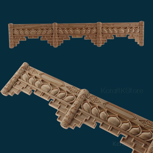 Modanatura in legno smerlato, modanatura smerlata lunga, barre di linee intagliate non verniciate per bordi cornici specchio, modanatura smerlata in legno, modanatura smerlata per fai da te