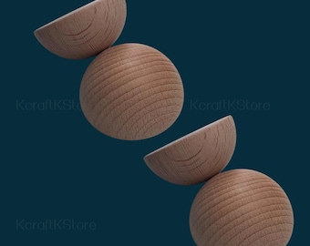 Natural Wood Half Balls Unfinished Round Split Wood Balls Beads