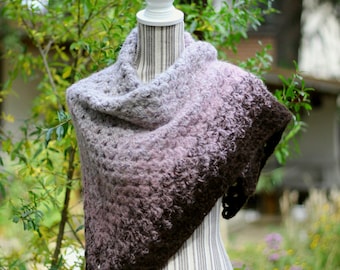 Handmade Mohair & Wool Triangle Scarf: Chunky Knit Shawl