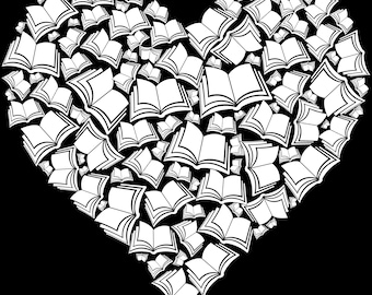 Book Heart with Custom Name, Digital PNG for Shirts & Cricut
