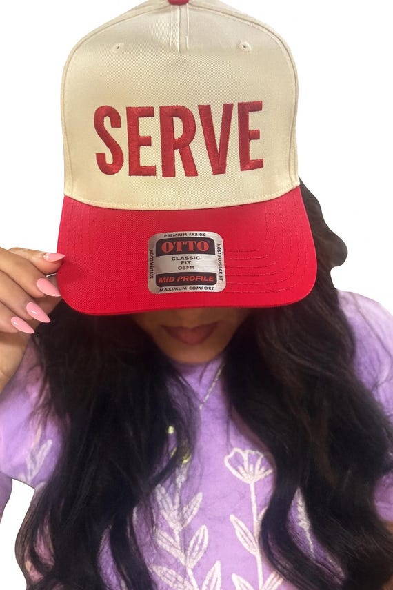 OTTO Cream and Red Trucker Hat OTTO Red and Natural Crown Split Mid Profile Baseball Cap  main image 3