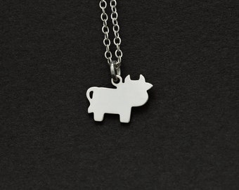 Silver or Gold Cow // Ox Necklace