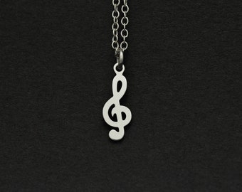 Silver or Gold Music Note // G Clef  Necklace