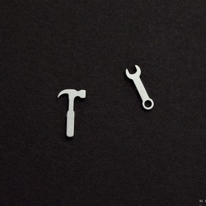 14K Gold or Sterling Silver Hammer & Wrench Stud Earrings