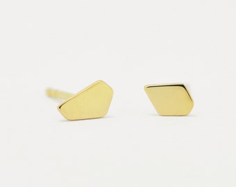 14K Gold or Sterling Silver Abstract Geometric Stud Earrings