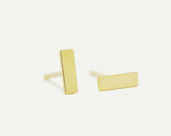 14K Gold or Sterling Silver Rectangle Stud Earrings