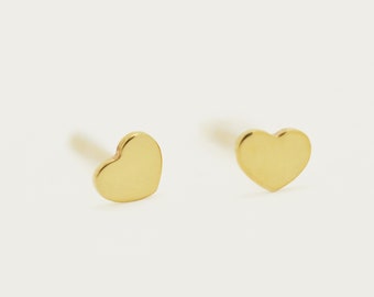 14K Gold or Sterling Silver Mini Heart Stud Earrings