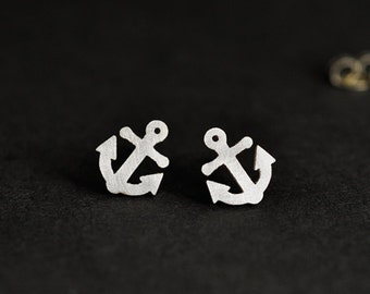 Aretes de anclaje de plata esterlina