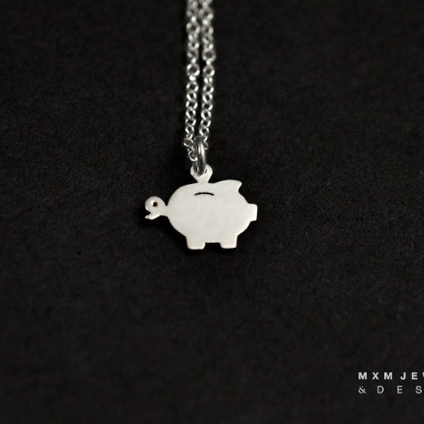 Silver or Gold Little Piggy Bank Necklace