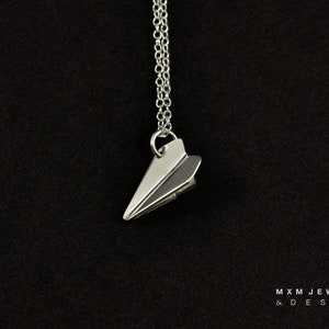 Small / The Original HandFolded Paper Airplane Necklace / Sterling Silver