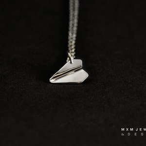 Mini / The Original HandFolded Paper Airplane Necklace / Sterling Silver