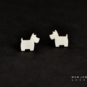 Sterling Silver Scottish Terrier Dog Stud Earrings
