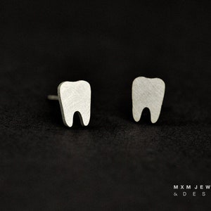 Sterling Silver Teeth Stud Earrings