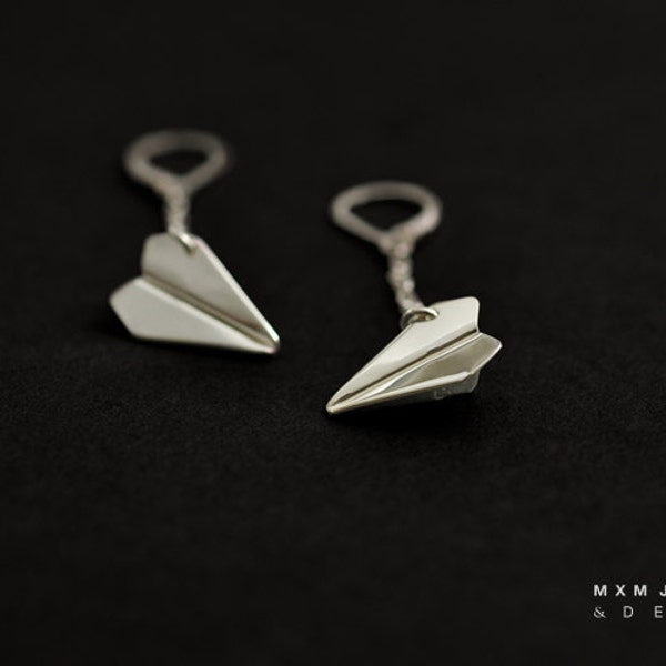 Small / HandFolded Paper Airplane W/Chain Earrings